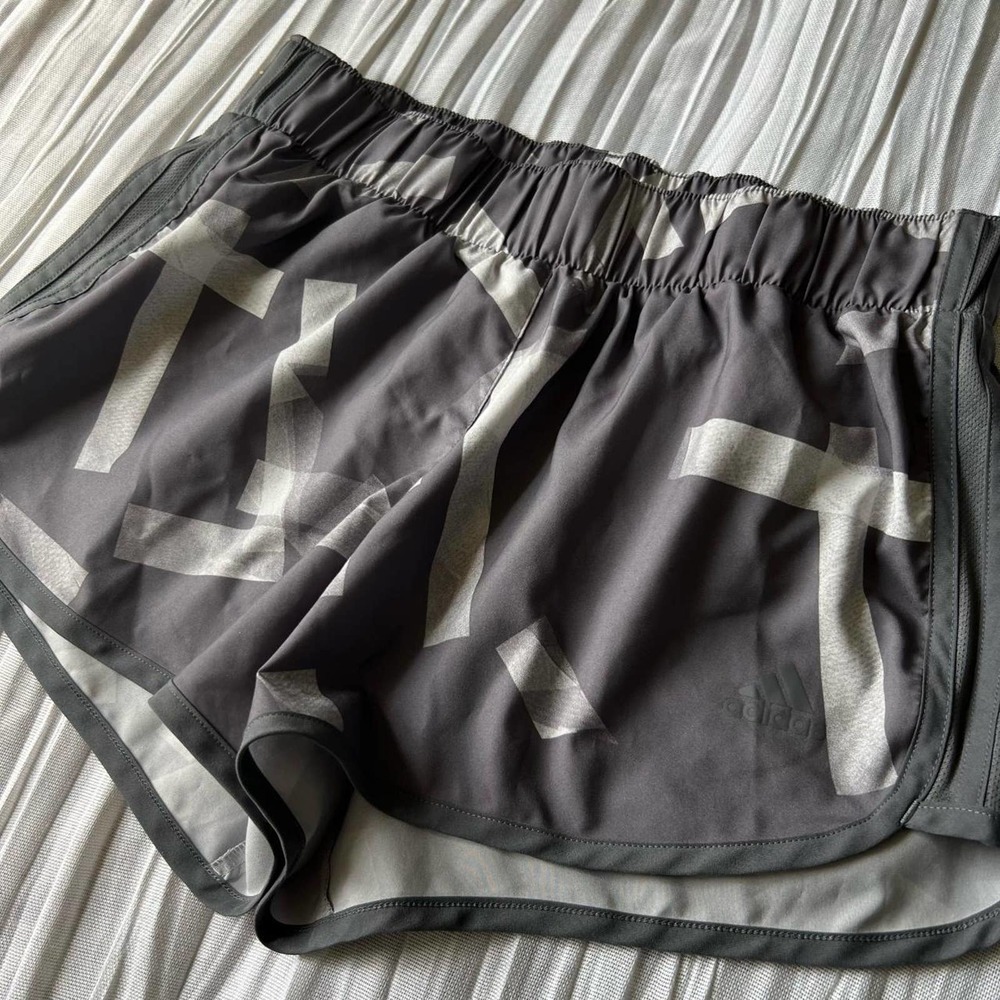 Adidas athletic shorts, black, gray and white with built-in liner - Picture 3 of 8